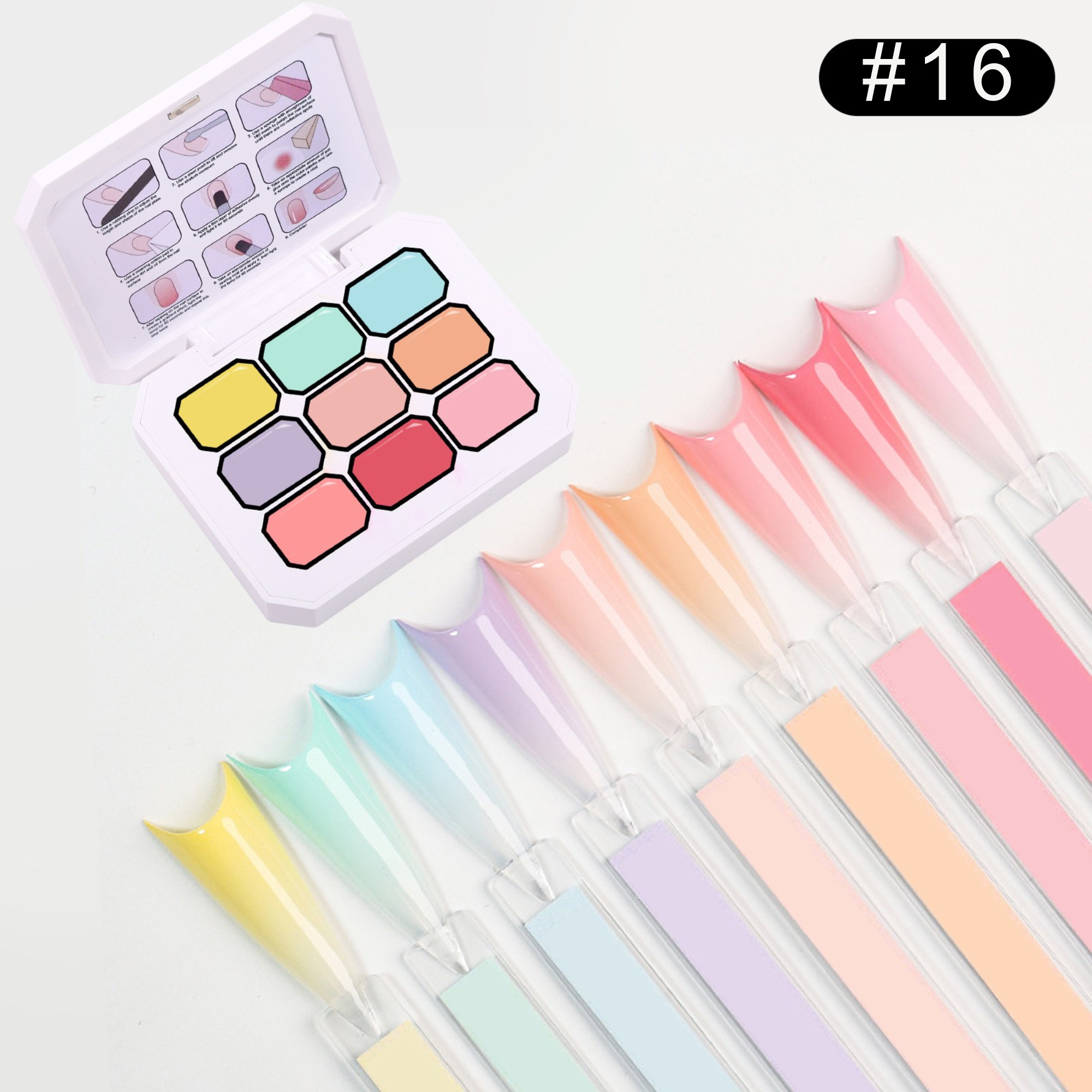 Gradient Ombre Nail Polish Kit, 9 Colors, 100 Sponges, French Manicure Tool Set with Stickers (Autumn Kiss Ombre Set #16)