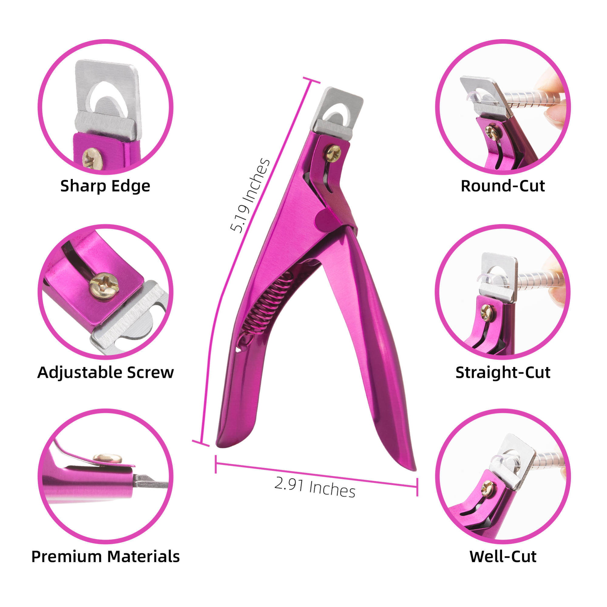 Acrylic Nail Clipper with Magnets (Violet Red)