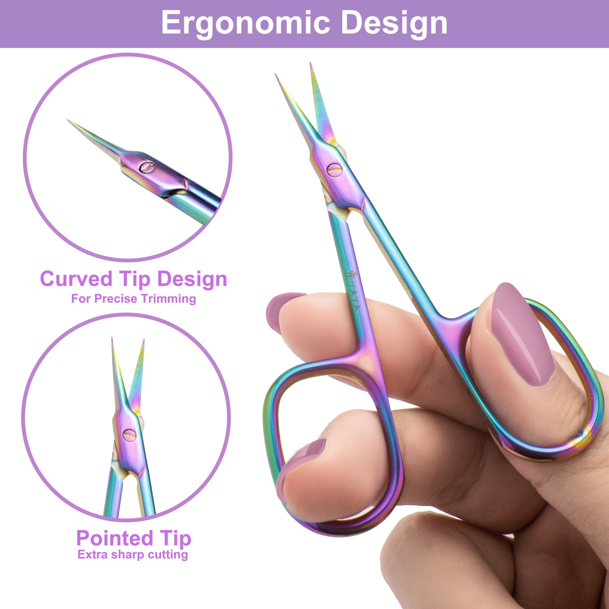Cuticle Scissors with Cuticle Pushers, Extra Fine Curved Blade.