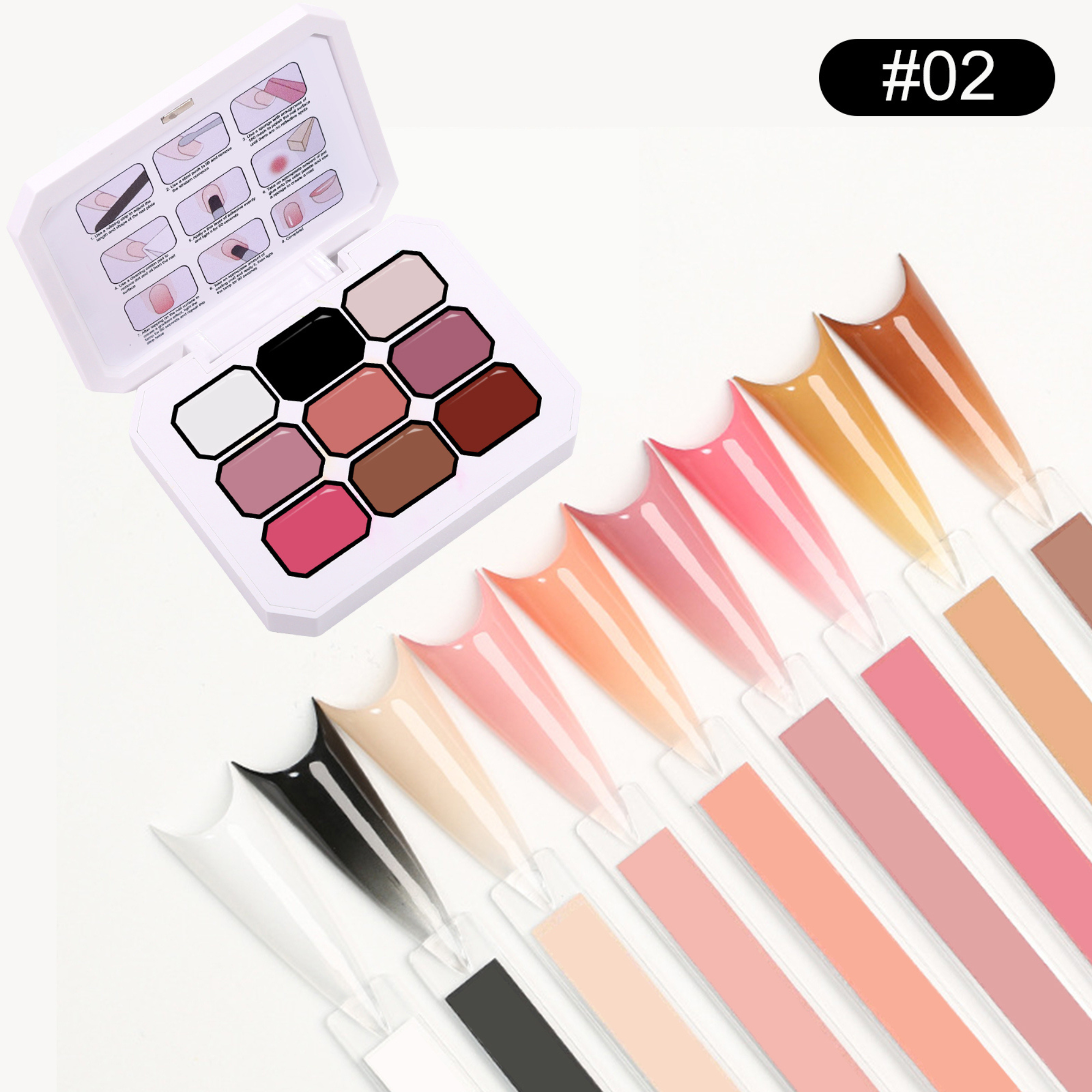 Gradient Ombre Nail Polish Kit, 9 Colors, 100 Sponges, French Manicure Tool Set with Stickers (Autumn Kiss Ombre Set #2)