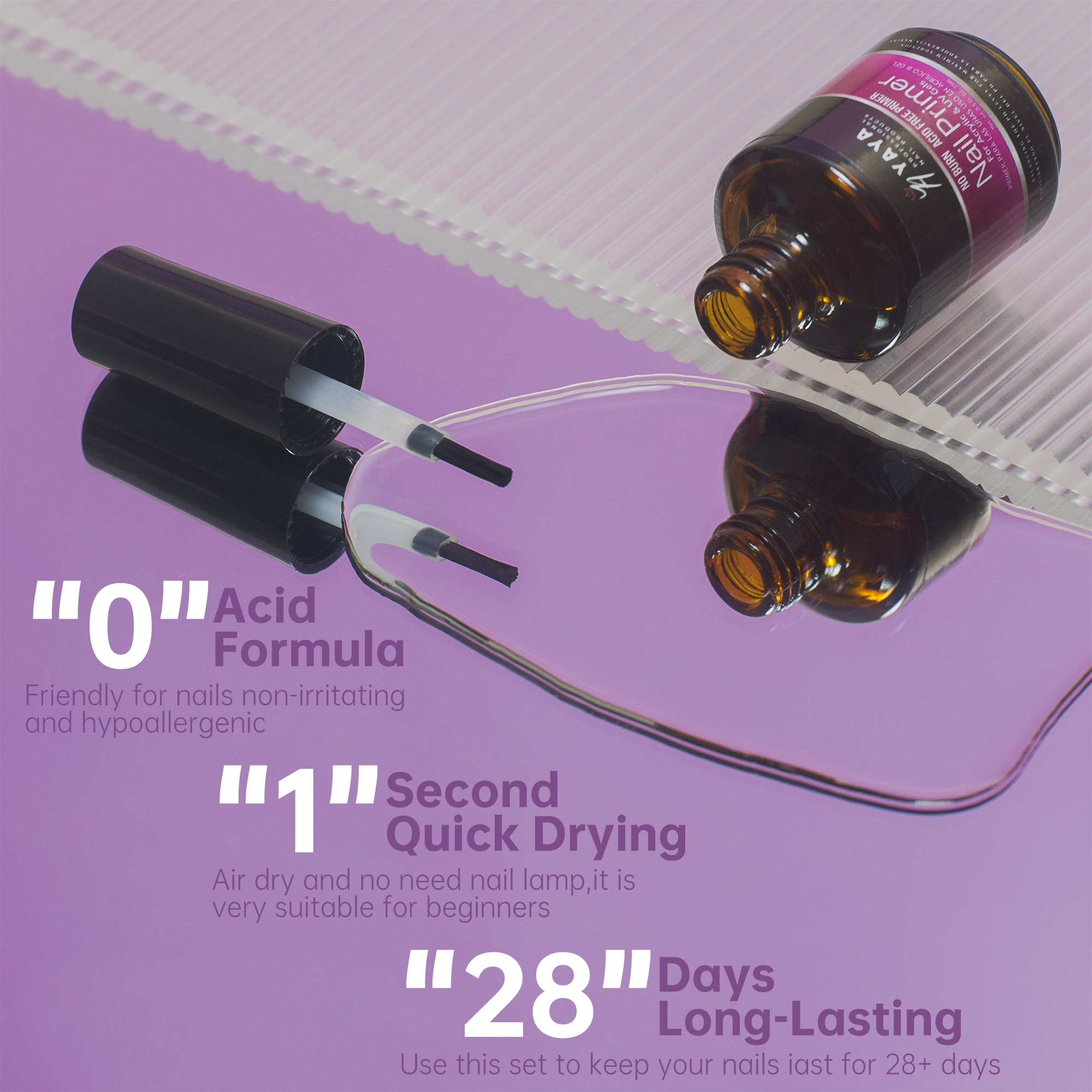 Dehydrator and Primer, Acid Free Natural Nail Prep Kit, Acrylic Nail Supplies Bond Primer Set