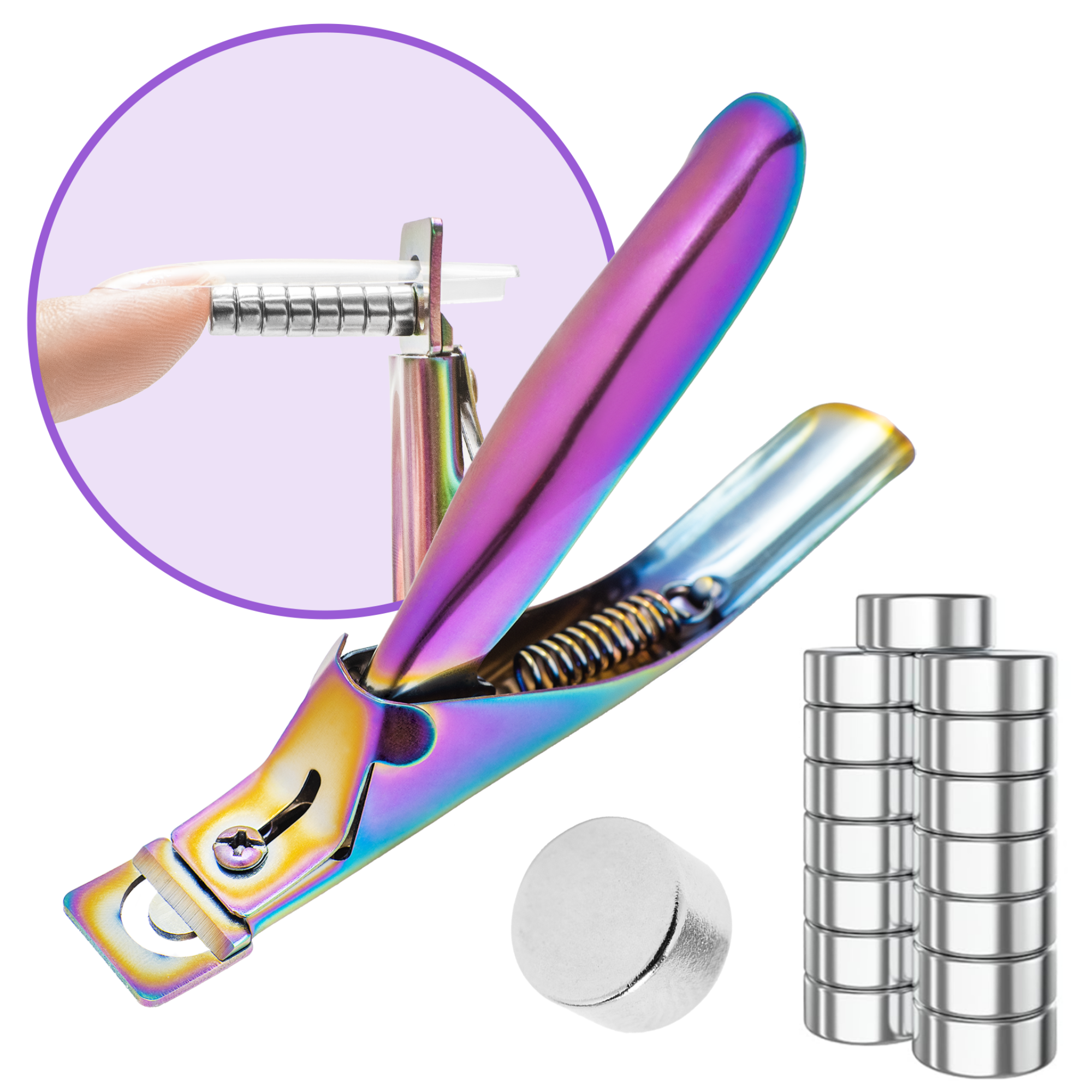 Acrylic Nail Clipper with Magnets (Rainbow)
