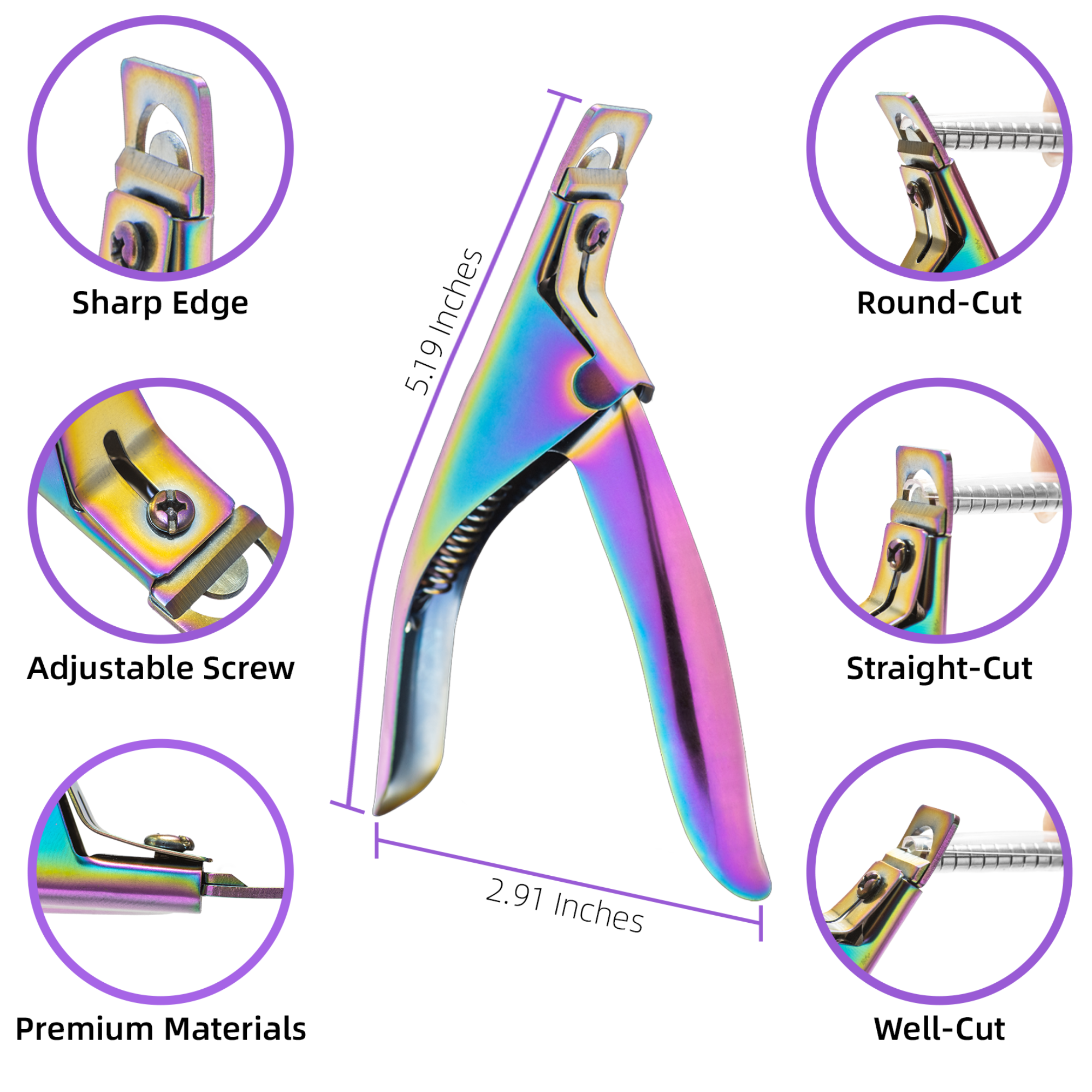 Acrylic Nail Clipper with Magnets (Rainbow)