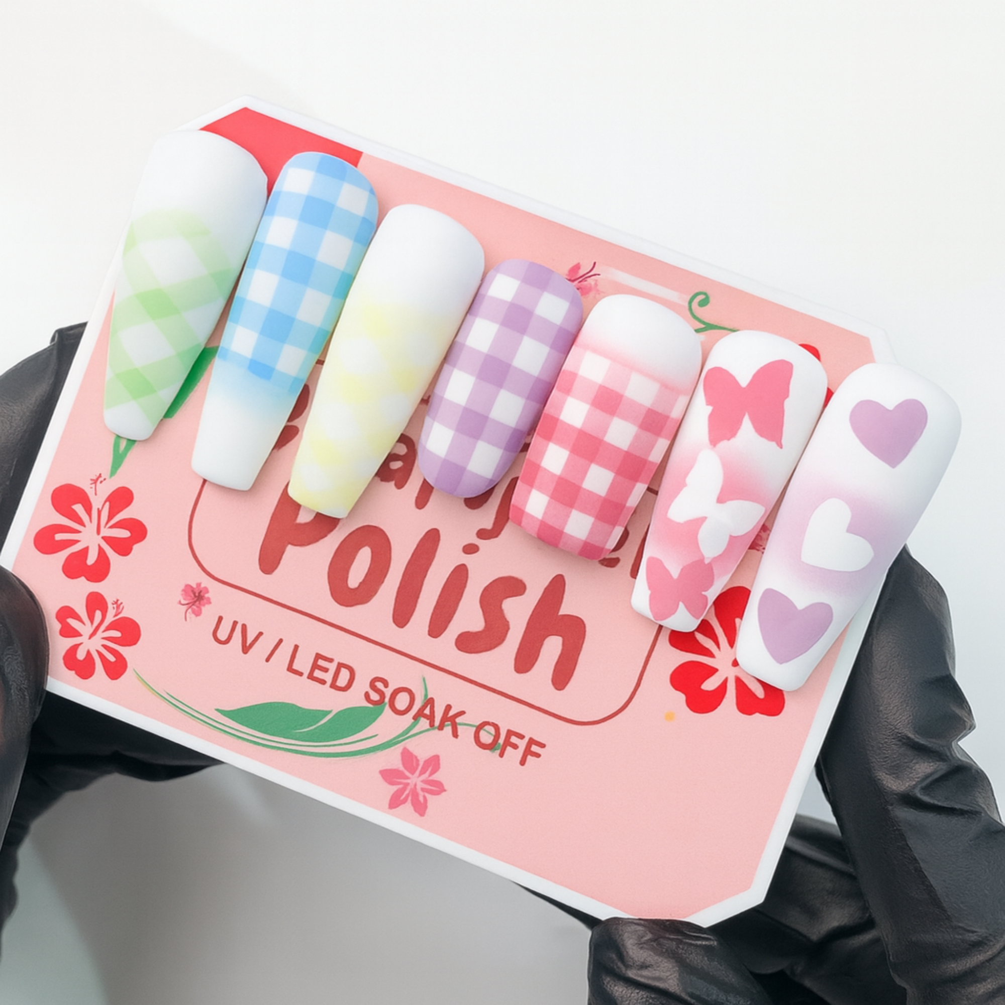 Gradient Ombre Nail Polish Kit, 9 Colors, 100 Sponges, French Manicure Tool Set with Stickers (Autumn Kiss Ombre Set #16)